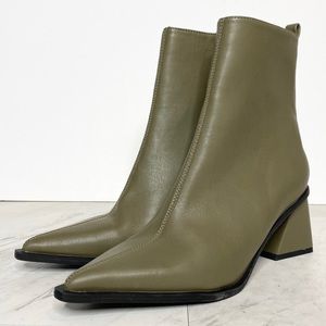 New! Topshop Bronx Pointy Toe Green Bootie 39
